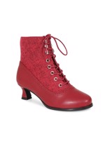 Vintageinspireret støvle: Bessie, røde - lækre røde snørestøvler